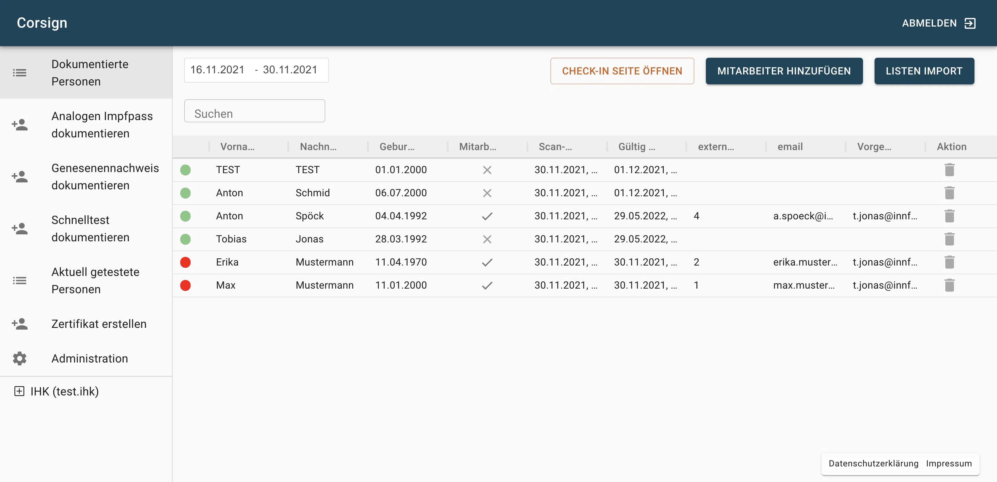 Software für betriebliche COVID-19 Tests und 3G am Arbeitsplatz ✓