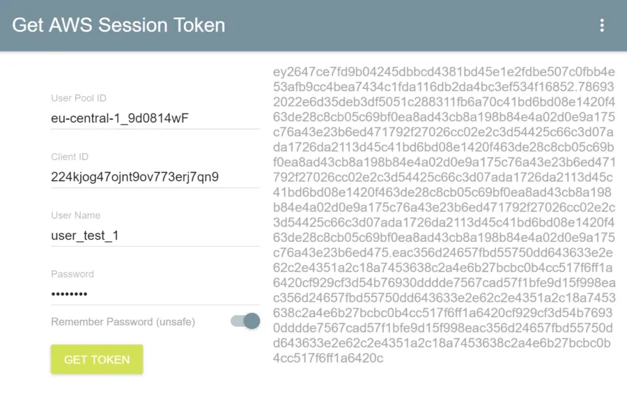 AWS Cognito Token Generator Software Architektur